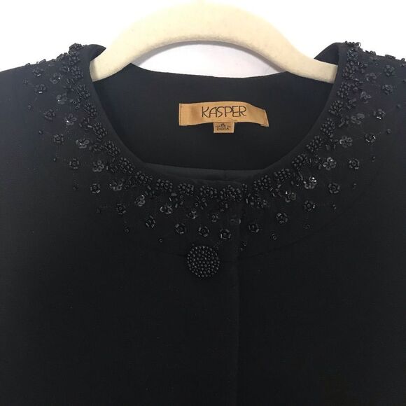 Kasper Skirt Suit Women's Size 4 Black Beaded 2-Piece Set Blazer & Skirt - Picture 12 of 12